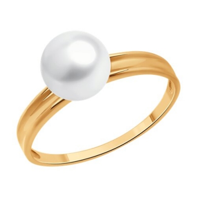 Inel din aur cu perlă albă