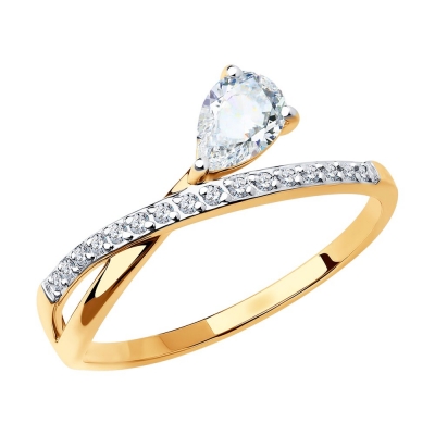 Кольцо из золота с фианитами