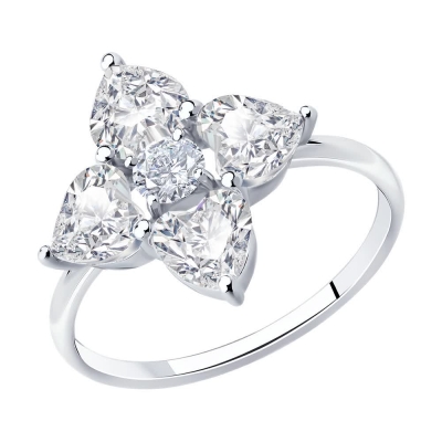 Кольцо из серебра с фианитами