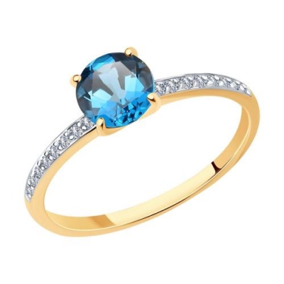 Кольцо из золота фианитом и...