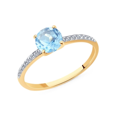 Кольцо из золота фианитом и...