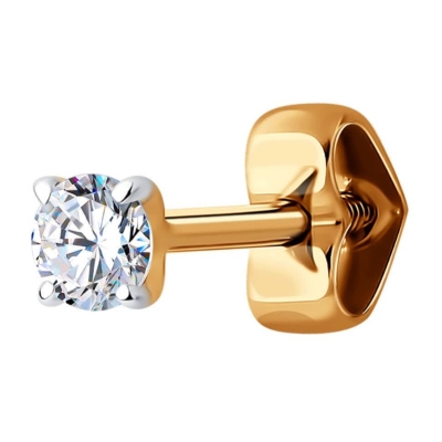 Золотая одиночная серьга