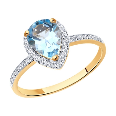 Кольцо из золота фианитом и...