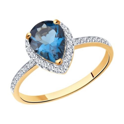 Кольцо из золота фианитом и...