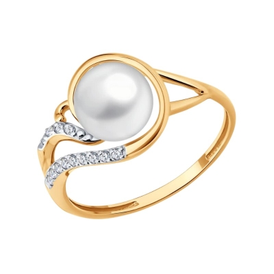 Кольцо из золота с жемчугом