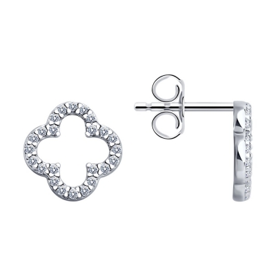 Серьги из серебра с фианитом