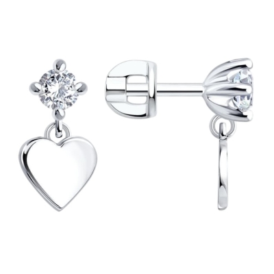 Серьги из серебра с фианитом