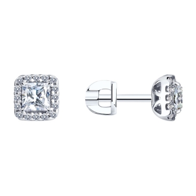 Серьги из серебра с фианитом