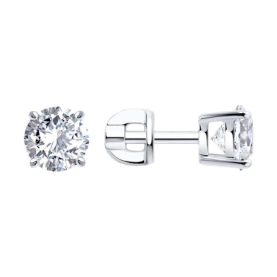 Серьги из серебра с фианитом
