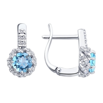 Серьги из серебра с фианитами