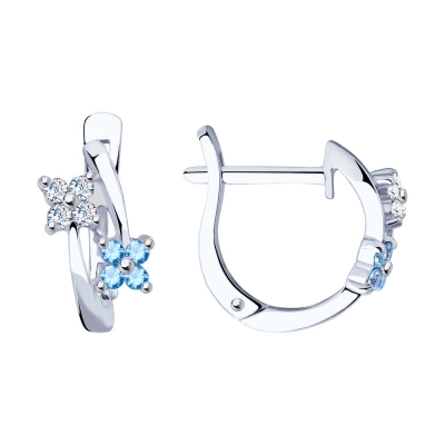 Серьги из серебра с фианитом